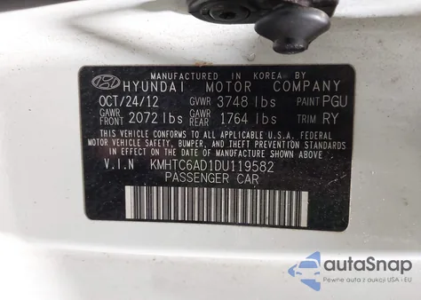 2013 Hyundai Veloster Base W/Gray z USA, uszkodzony, nr VIN KMHTC6AD1DU119582